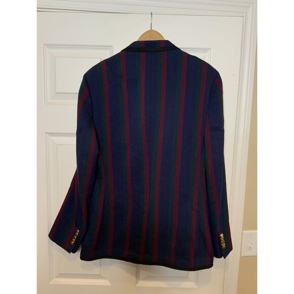 Gucci Mens Blue Green Burgundy Striped Tiger Patch Blazer Jacket $2900, Size 48 - Picture 8 of 8